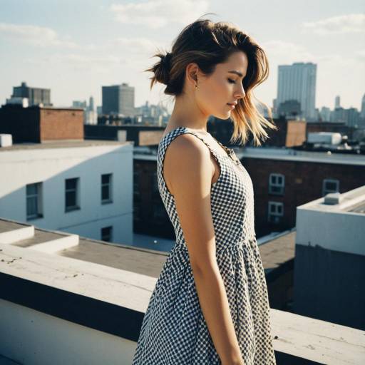 Young Woman with Side Swept Hair on Rooftop