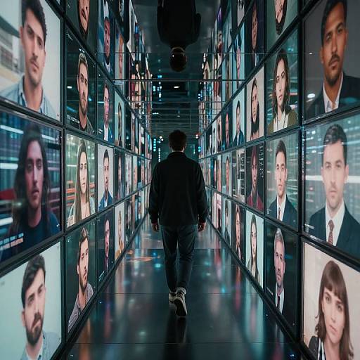 Cyberpunk Corridor of Reflected Memories