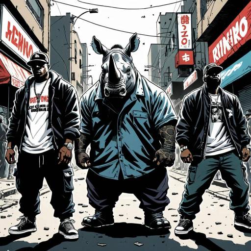 Graphic Novel Rhino Gang in Urban Street