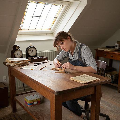 Vintage Workbench in Retro Attic