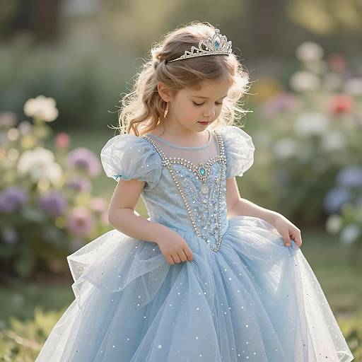 Whimsical Princess in a Sunlit Garden