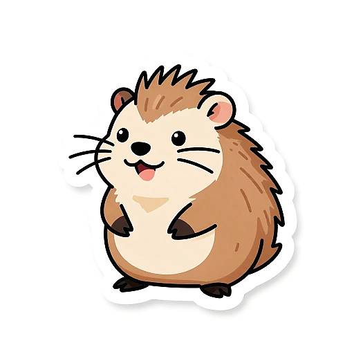 Happy Porcupine Cartoon Sticker