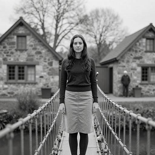 Moody Black-and-White Bridge Scene