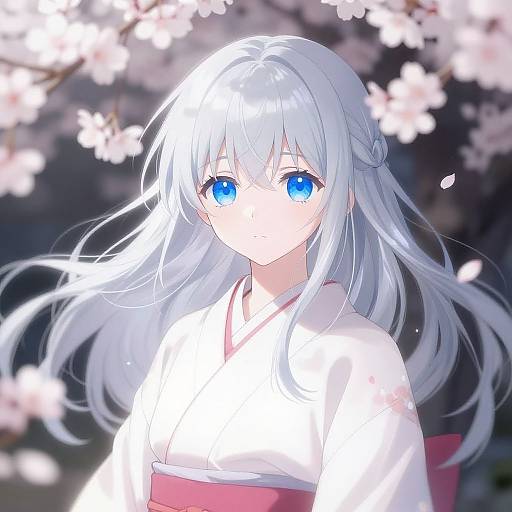 Ethereal Anime Girl in Kimono