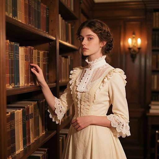 Victorian Woman in Library