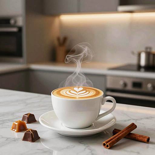 Elegant Caramel Latte in Modern Kitchen