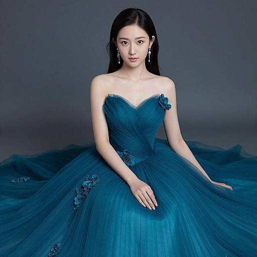 Elegant Teal Ball Gown Portrait