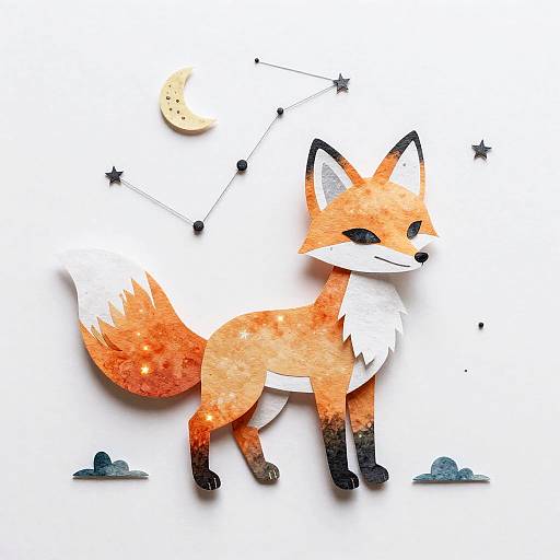 Miniature Starlight Papercraft Celestial Fox