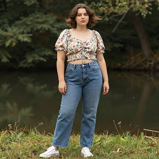 Stocky Woman by Forest Pond in UFOTable Style