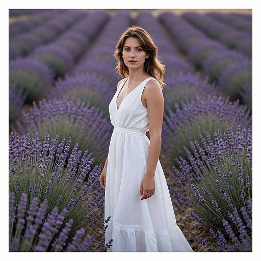 French Woman in Lavender Field Portrait