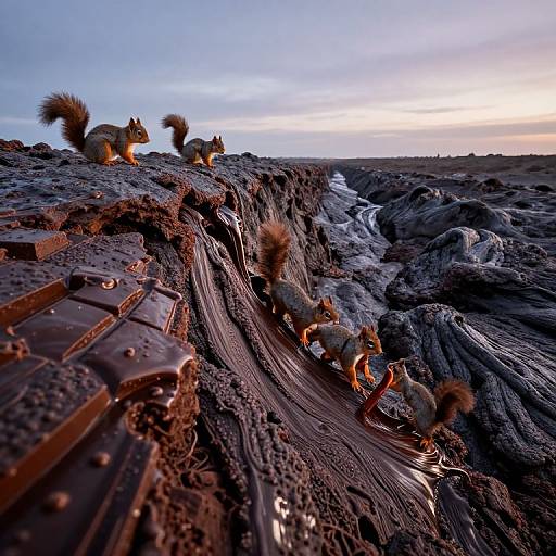 Squirrels in a Chocolate Lava Landscape