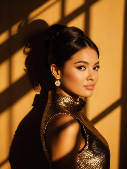 Retro 60s Style Woman in Metallic Dress