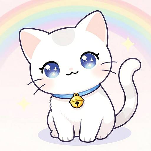 Kawaii Sleepy Catgirl with Sparkling Eyes