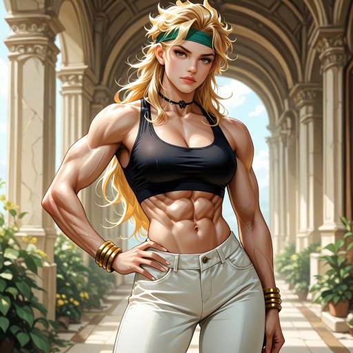 Muscular Blonde Girl with Yellow Eyes