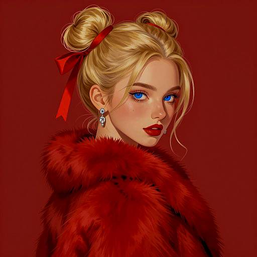 Confident Blonde Woman in Red Elegance