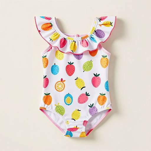 Playful Fruit Print Toddler Swimsuit