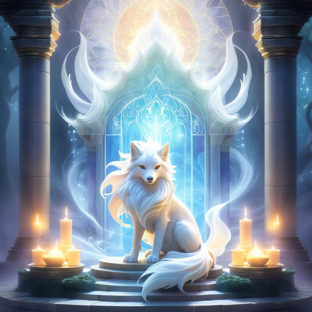 Mystical Ninetales in an Ancient Shrine