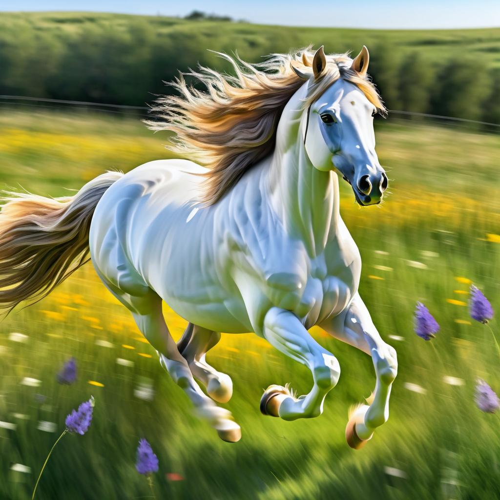 Majestic Horse Galloping Through Wildflowers