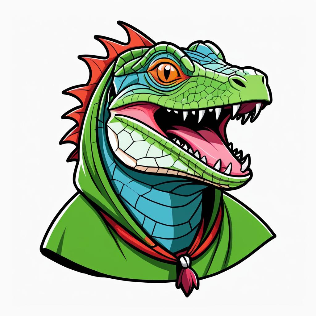 Playful Cartoon Iguana with Cape