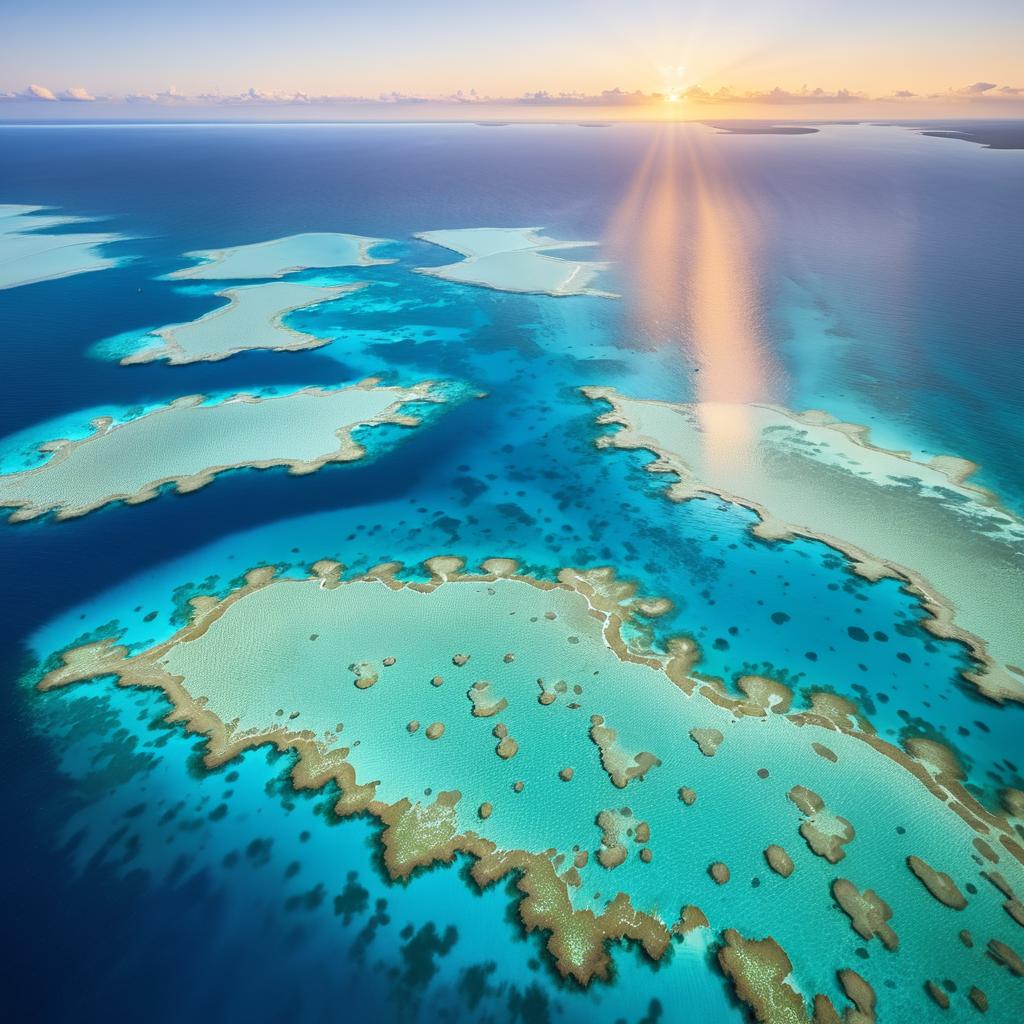 Aerial Serenity: Great Barrier Reef Sunset