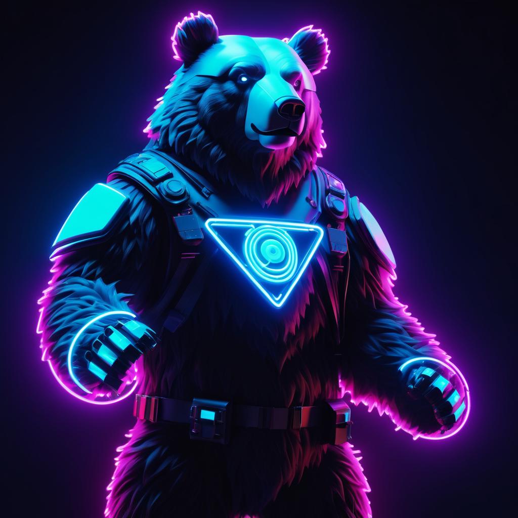 Neon Sentinel: The Anthropomorphic Bear