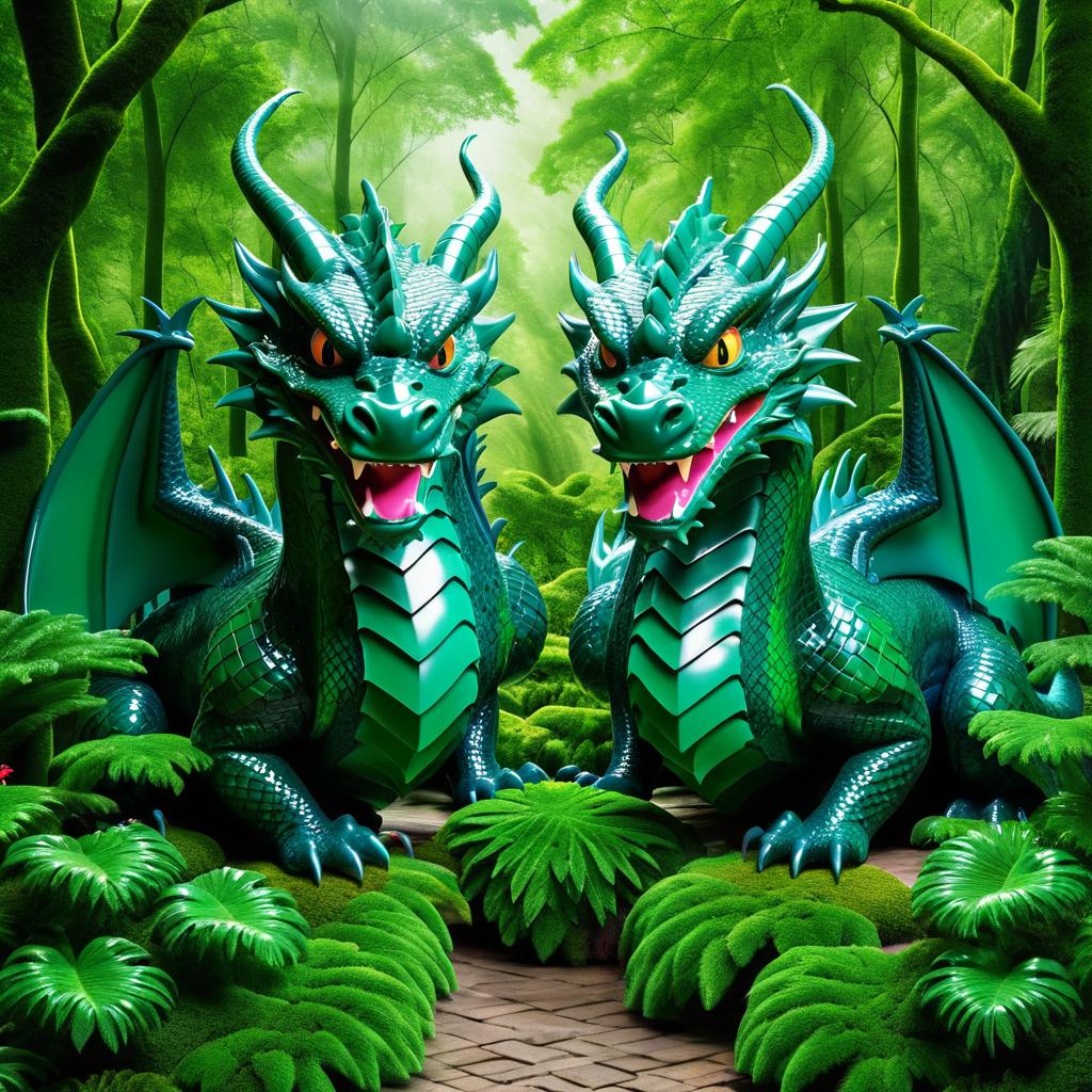 Dragons Amongst Lush Forest Scenery