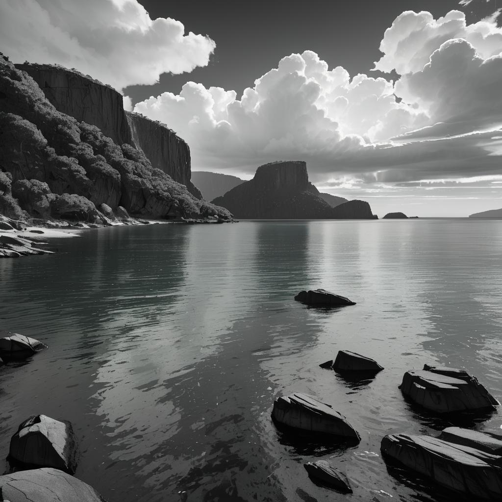 Majestic Rocky Cliffs at Tranquil Bay