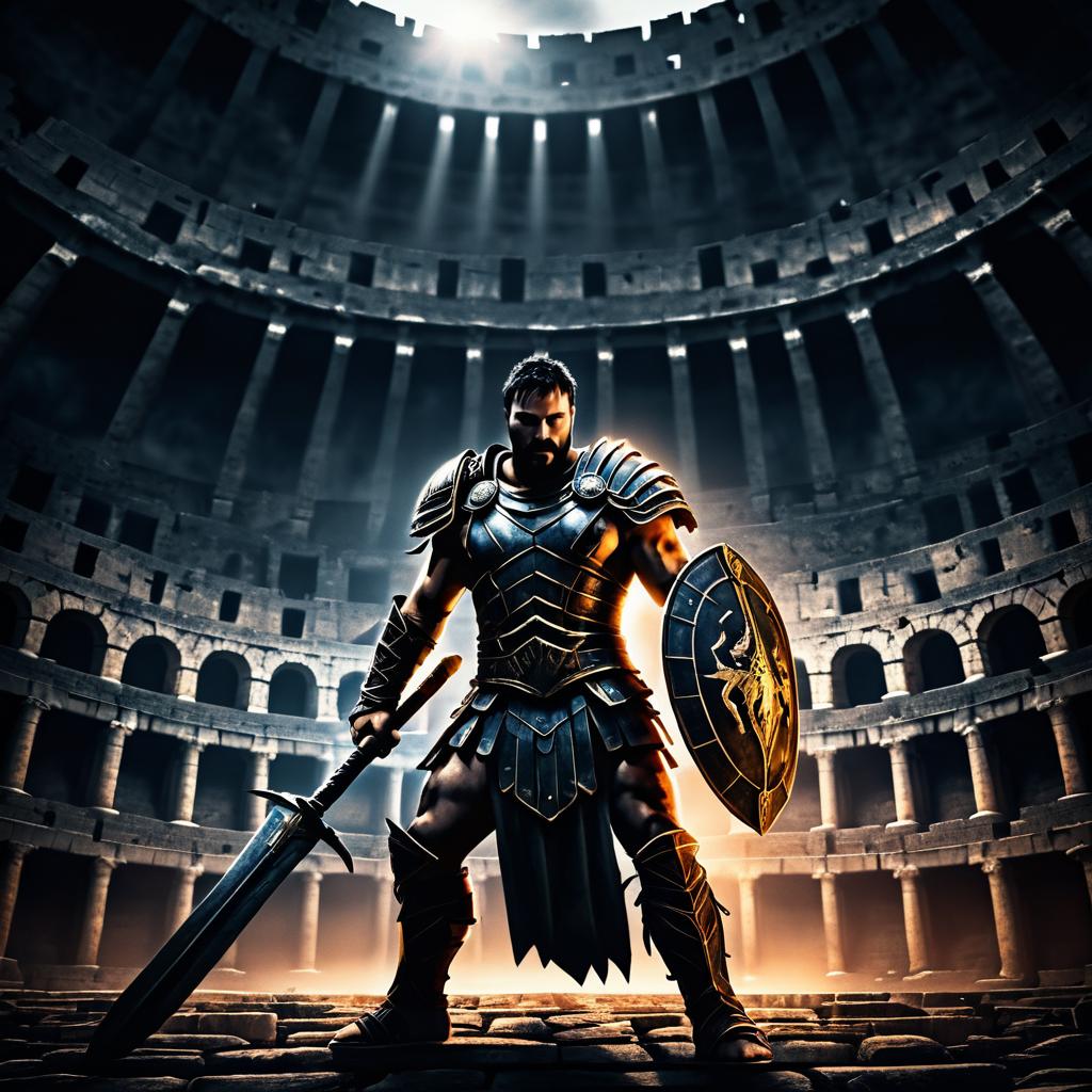 Fierce Gladiator in Dark Coliseum