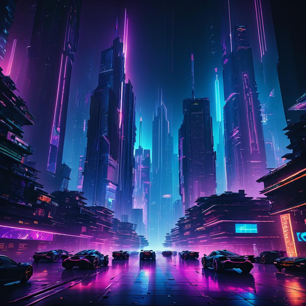 Vibrant Cyberpunk Cityscape at Night