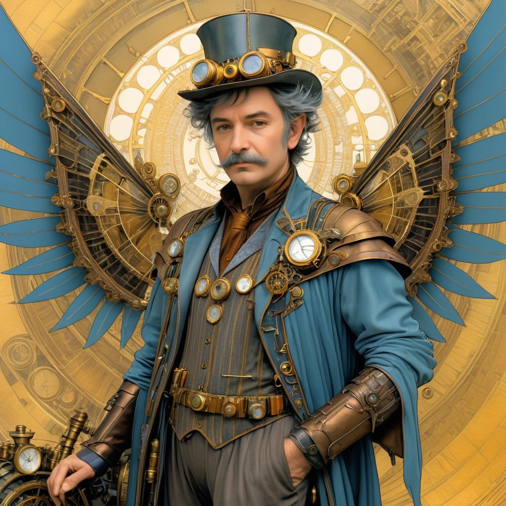 Steampunk Inventor with Mechanical Wings