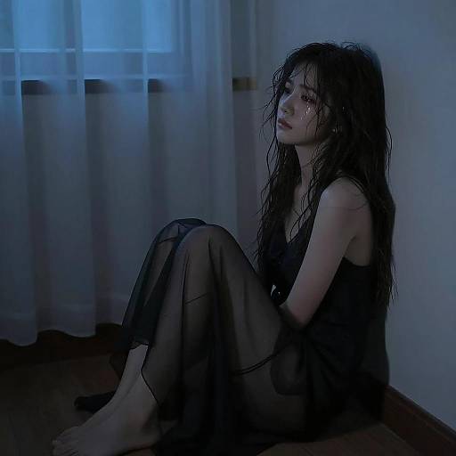 Lonely Night — Woman in Sheer Nightgown