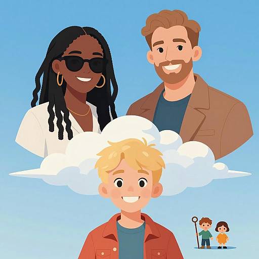 Cheerful Group Portrait with Gradient Background