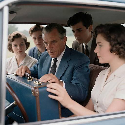Vintage Photograph of Six, Blue Suitcase