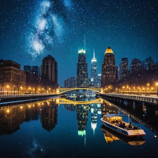 Enchanting Nighttime Cityscape Reflections