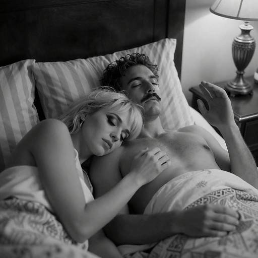 Intimate Black and White Bedtime Portrait