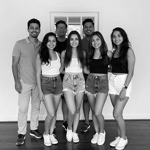 Casual Group Photo in Black and White