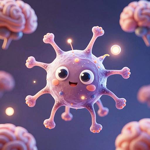 Adorable Cartoon Neuron Character