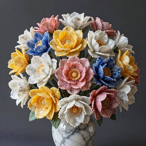 Hyperrealistic Marble Flower Bouquet