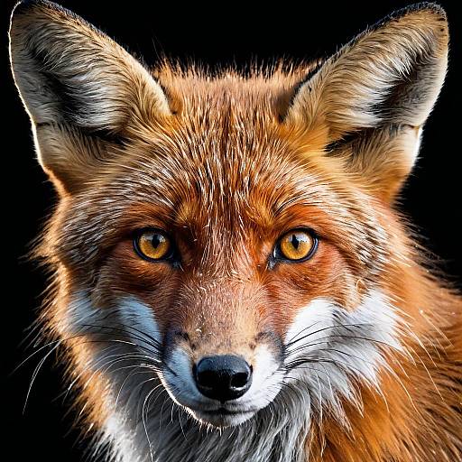 Detailed Close-Up of Fox Face