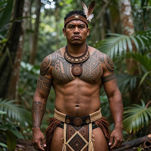 Photorealistic Maori Warrior in Jungle