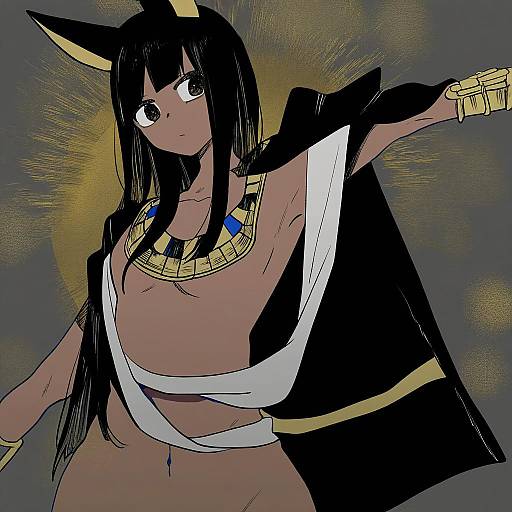 Illustration of Anubis (mythology), egyptian mythology in the style of Yoichi (umagoya)