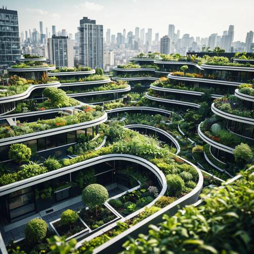 Futuristic Rooftop Garden Terrace in Metropolis