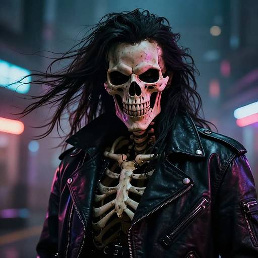 Ultra-Realistic Cyberpunk Skeleton Assassin