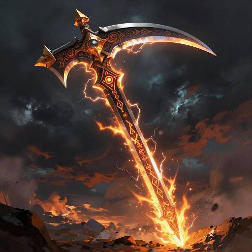 Fiery Lightning Scythe Concept Art