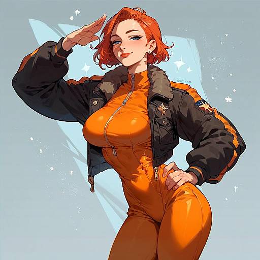 Trendy Bomber Jacket and Orange Bodysuit