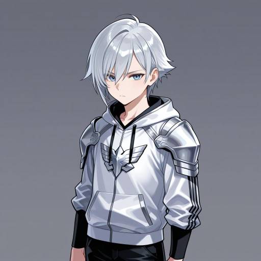 Contemplative Boy in Silver Armor