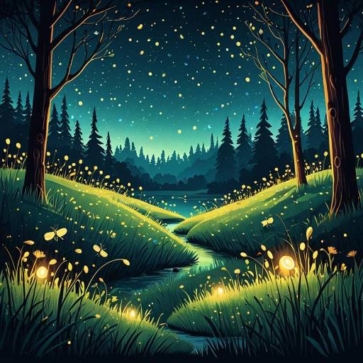 Enchanting Meadow with Glowing Fireflies Enchanting Meadow with Glowing Fireflies