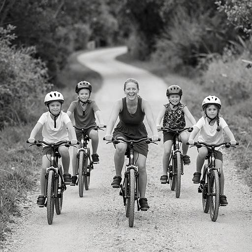 Charming Group Biking on Gravel Path