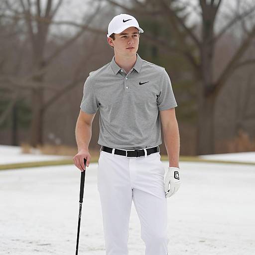 Young Golfer in Winter Golf Attire
