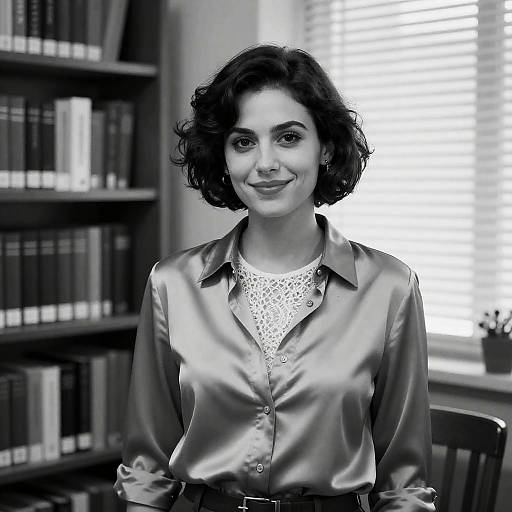 Elegant Woman in Library Setting